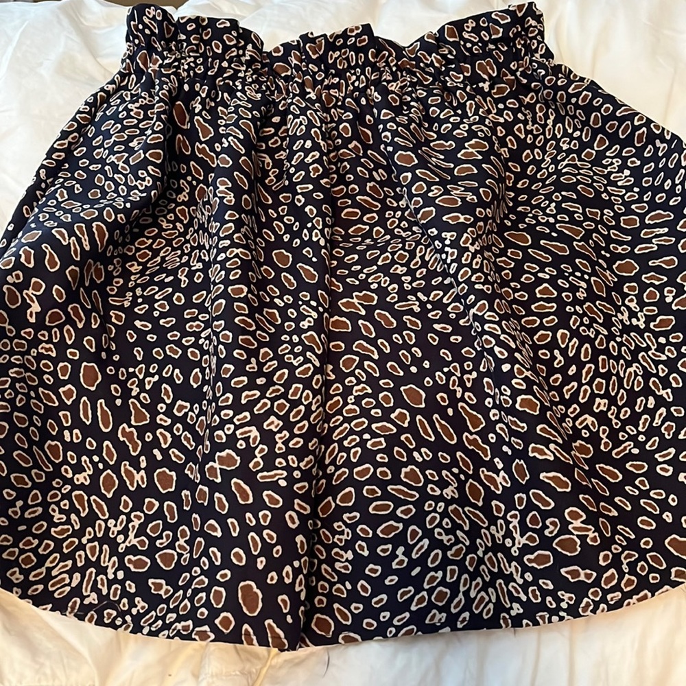 Navy blue and brown leopard skirt